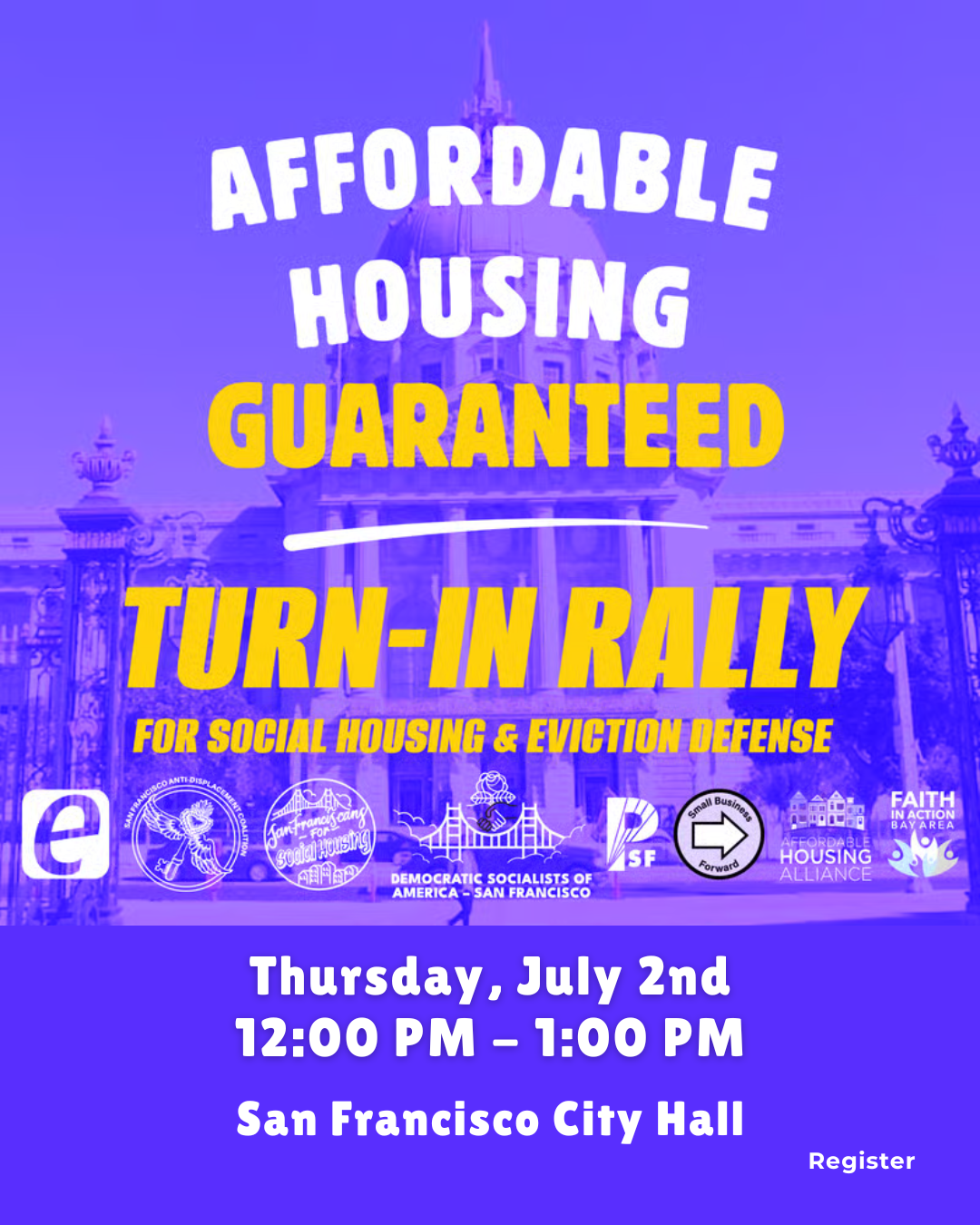 Affordable Housing Guarantee Act Signature Turn-In Rally (and Social Housing Happy Hour) (Indivisible SF)